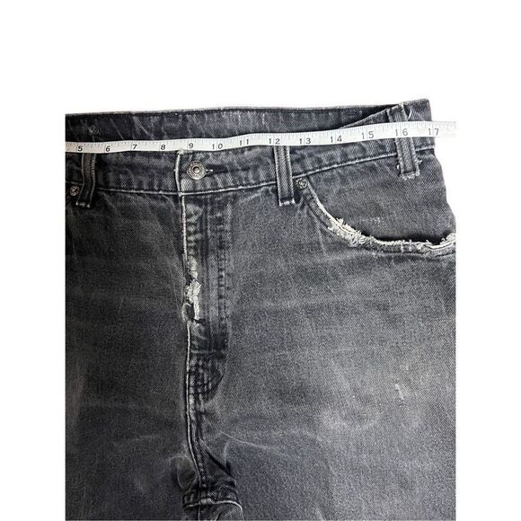 Vtg Levi’s 550 Orange Tab Relaxed Fit Tapered Distressed Black Denim Jeans 36/30 - Picture 9 of 11